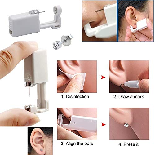 Pimoys 6pcs Painless Ear Piercing Gun Disposable Safety Asepsis Piercing Tool Kit with Ear Studs