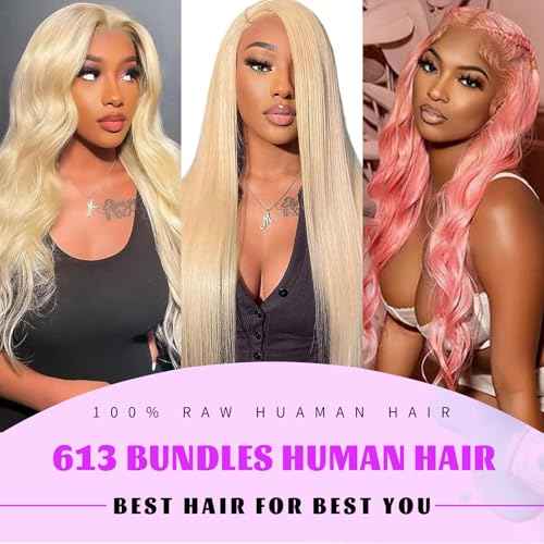 613 Bundles Blonde Human Hair Single Bundle 26 inch 1 Bundle Body Wave 100% Unprocessed 12A Brazilian Virgin 613 Human Hair Extensions for Women