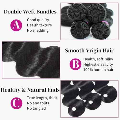MDL 12A Human Hair 4 Bundles 20 22 24 26 Inch Body Wave Bundles Human Hair Unprocessed Brazilian Virgin Double Weft Natural Black