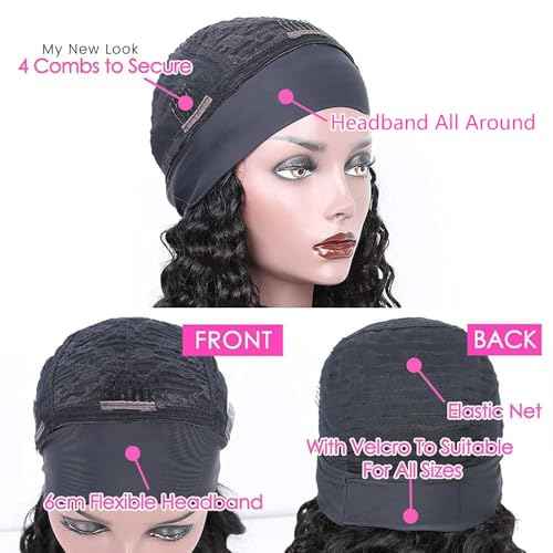 Smoothair Headband Wig Human Hair Kinky Curly Headband Wigs for Black Women Human Hair Wigs Glueless 22 Inch None Lace Front Wigs 150% Density (No Mixed)