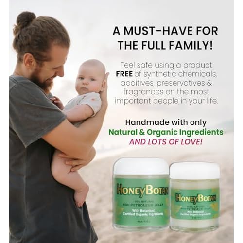 Beesaluxe HoneyBotan - 100% Natural Unpetroleum Skin Balm with Organic Ingredients - Petroleum Jelly Alternative for Lips, Hands, Baby Care, Makeup Remover, and More (2 Ounce)