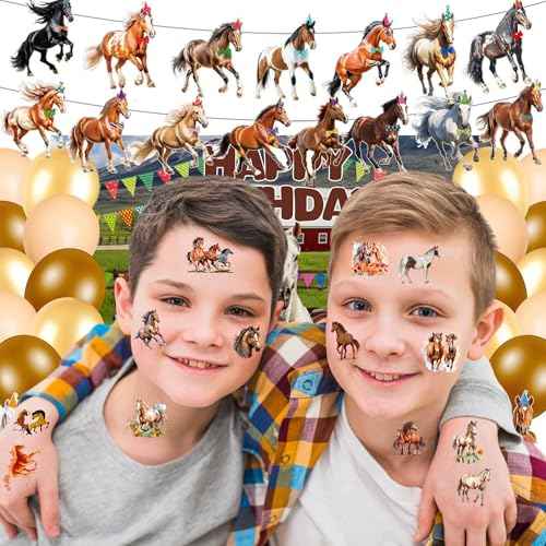 Horse Temporary Tattoos 52 Pcs Horse Tattoos for Kids Birthday Party Supplies Favors Tattoos Stickers Super Cute Gifts Party Decorations Girls Boys Classroom School Prizes Themed