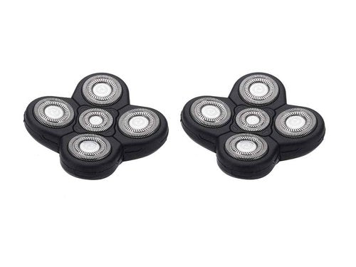 Men Electric Shavers Replacement Heads 5 in 1 Razor Replaceable Alternate Floating Washable Blade Trimmers Head (Black-2pcs)