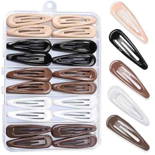 Teenitor 50Pcs Snap Hair Clips,2 Inch Hair Barrettes Hair Clips For Women, Metal Mixed Color, Hair Barrettes For Women Hair Snap Clips 5 Colors