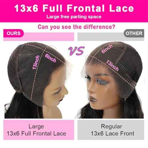 13x6 Lace Front Wigs Human Hair 200% Density Ear to Ear Pre Plucked Pre Bleached Knots with Baby Hair Brazilian Unprocessed Waterfall Straight Human Hair Wigs for Black Women (28 Inch)