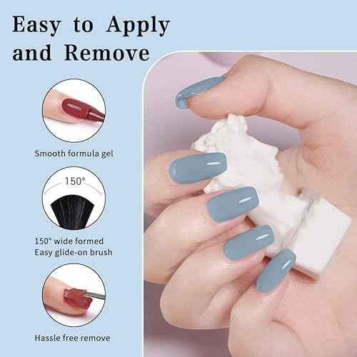 JR Nail Gel Polish 9pcs 15ml Set Blue Winter Serise Gel Polish Kit UV LED Soak Off Polish Nail Art Manicure Salon Diy Home Gift I