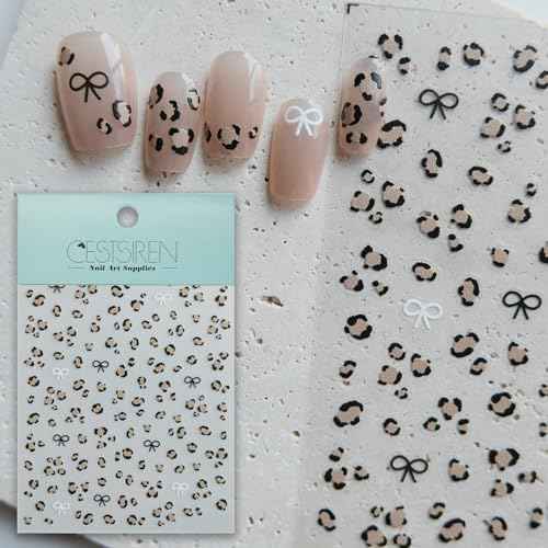 Leopard Print Nail Art Stickers, Coquette Nail Decals,Self-Adhesive, Nail Accessories & Supplies, Durable & Long-Lasting