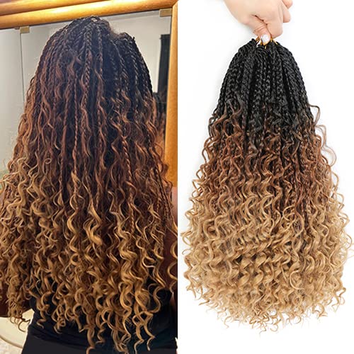 Liang Dian Goddess Box Braids Crochet Hair With Curly Ends 24 Inch 8 Packs Bohomian Braids Hair Crochet Braids for Black Women (24 Inch 1B/30/27)