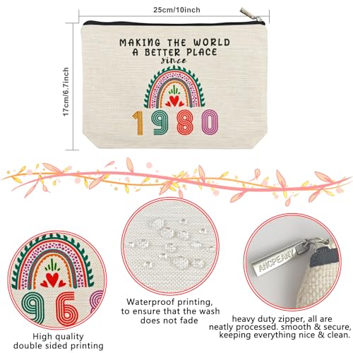 45th Birthday Gifts for Women Her, 45th Birthday Decorations Makeup Bags, 1980 Anniversary 45 Year Old Gift Ideas for Mom, Wife, Sister, Best Friends, Mothers Day, Small Cosmetic Travel Pouch
