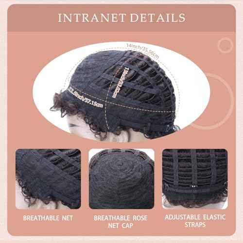 Men's Full Head Wig with Real Hair, Curly Wig, Short Curly Hair, Fluffy and Realistic Curly Strands, Thin Skin, Daily and Party Men's Wig (dark brown)