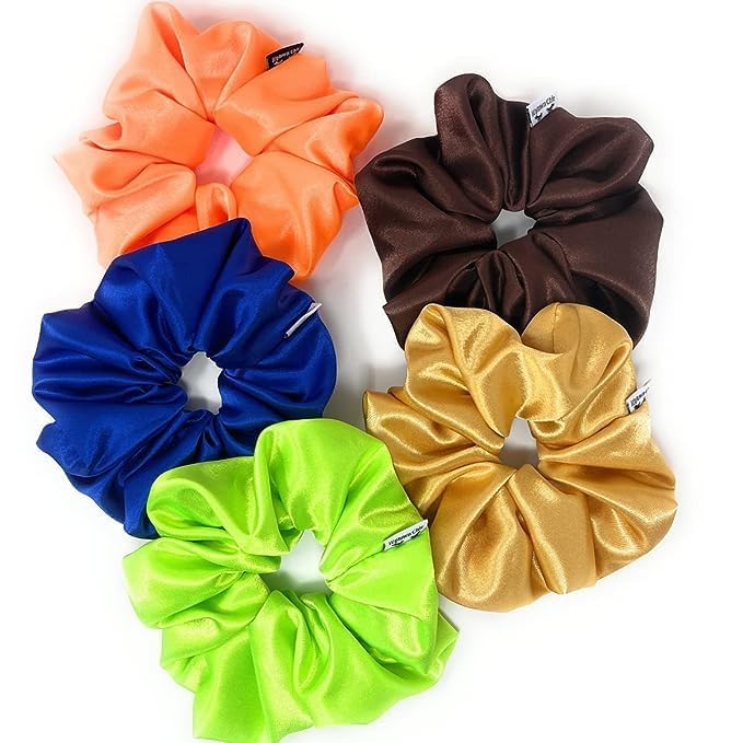 Jumbo Oversized XL Satin Scrunchies for Women Girls, Frizz Prevention, Sleep Hair Holder, Large Elastic Ties Band for Ponytail Bun, Hair Ties for Breakage Prevention (Neon Orange)