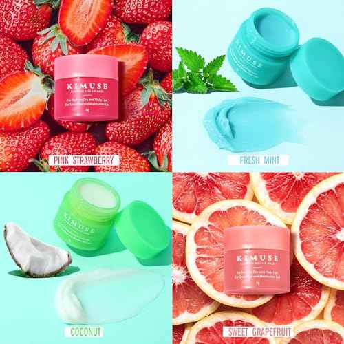 KIMUSE Lip Mask Set, 4PCS Lip Sleeping Mask Overnight Treatment Lip Care Products, Moisturize & Nourish, Cracked Dry Lips, Intense Hydration with Shea Butter (SET)