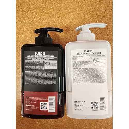 MARO17 Japan's #1 Collagen Shampoo Perfect Wash & Conditioner Duo - Moisturizing, Hair Thickening Shampoo & Conditioner Set - Cleanses Dirt & Regenerate Collagen to Support Healthy Scalp & Fuller Hair
