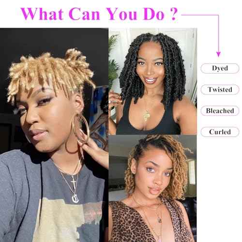 0.6 cm Width 8 Inch 60 Strands Human Hair Loc Extensions, Natural Black 100% Full Handmade Permanent Real Human Hair Dreadlock Extensions for Women/Men/Kids Can Be Dyed Bleached Curled Twisted
