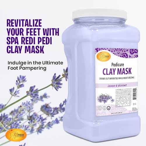 SPA REDI - Clay Mask, Lavender and Wildflower, 128 Oz - Pedicure and Body Deep Cleansing, Skin Pore Purifying, Detoxifying and Hydrating - Natural Bentonite Clay, Infused with