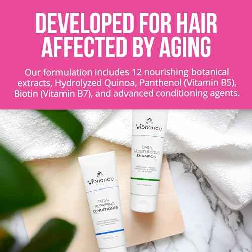 Vibriance Shampoo and Conditioner Set - Strengthening Wash Infused with Biotin for Dry, Damaged, Aging Hair - Deeply Hydrating, Moisturizing