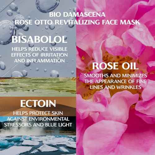 Alteya Organics Bio Damascena Revitalizing Face Mask with Bulgarian Rose Essential Oil (Rose Otto), Ectoin and Bisabolol - Certified Organic - 1.7 Fl Oz/50mL
