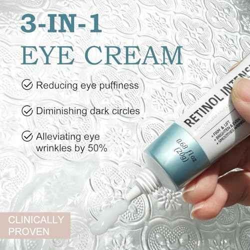 Temporary Tightener Eye Cream-Instantly Reduces Under-Eye Bags, Dark Circles&Wrinkles, Anti-Aging with Retinol&Hyaluronic Acid,Under Eye Care Creams Suit Women Men Firm Smooth firming Non-Greasy-IIII