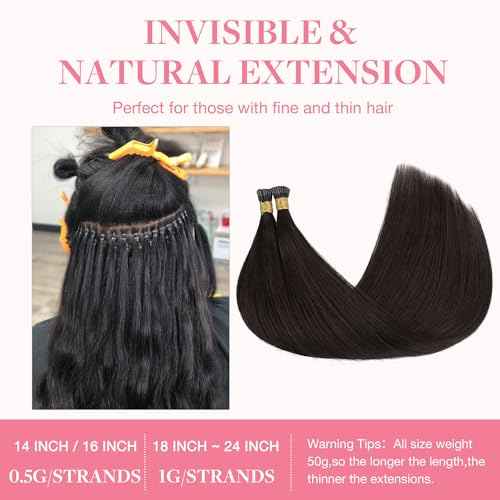 GOO GOO GOOGOO I Tip Hair Extensions Human Hair 50g 100 Strands Natural Looking Itip Extensions Dark Brown 16inch