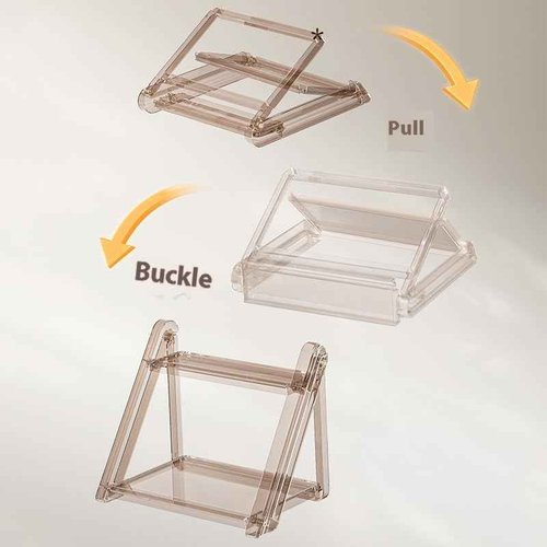 FYBREEK Tea Brown Foldable Perfume Organizer,Makeup Organizer,Clear Acrylic Double Layer Display Stand, Waterproof Cosmetic Storage Rack for Bathroom Vanity Countertop (1PC)