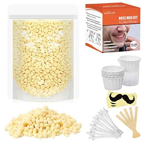 Nose & Ear Hair Wax Kit for Men & Women, 100g Wax with 20 Applicators, Safe Home Grooming Solution for Painless 15-20 Time Usage