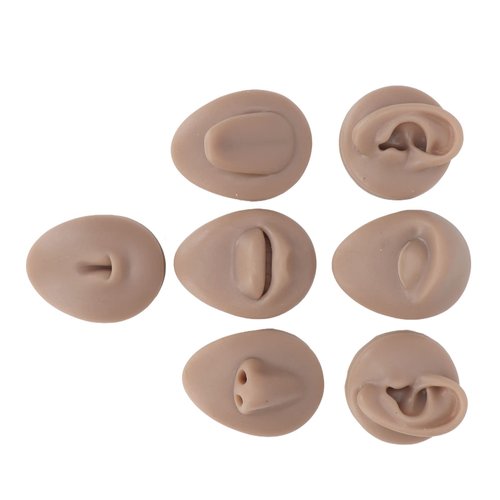 Soft Silicone Flexible Model Body Part Displays Set, Silicone Tongue Mouth Navel Ear Model for Piercing Practice and Jewelry Display Acupuncture Teaching Tool, Education (Dark