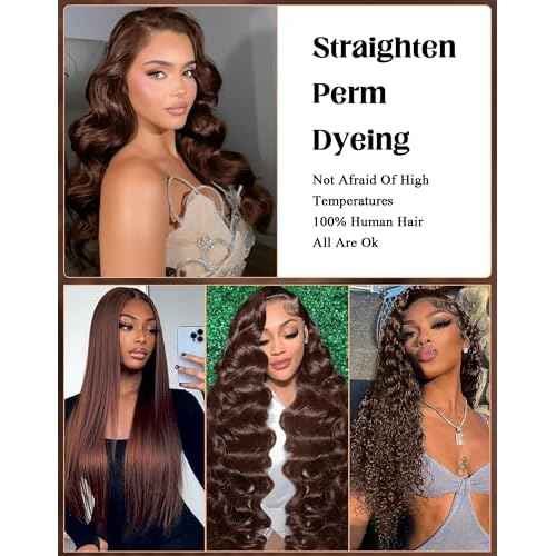 4# Chocolate Brown Lace Front Wig 26 Inch Body Wave Lace Front Wigs Human Hair 13x6 200 Density HD Lace Colored Wigs | Soft Non-shedding Non-tangling Full Length No Peculiar Smell