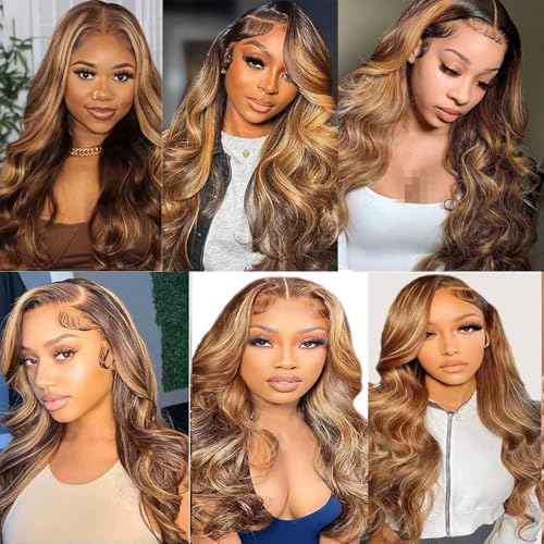 Ombre Two Tone Blonde Mixed With Brown Wet and Waye Bundles 30 32 34 inch P427 Human Hair Highlight Body Wave Bundles Double Weft Brazilian Hair Extension for Women