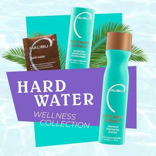 Malibu C Hard Water Wellness Remedy - Hard Water Shampoo, Conditioner & Hair Mask Packets for Removing Deposits and Impurities - Hydrating Hair Care Set (6 Ct)