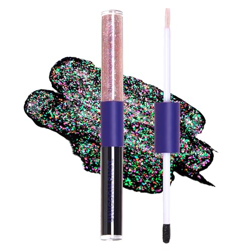 UNICORN SNOT Quiet Riot¢â Glitter Lip Duo | 2-in-1 Set: Matte Lipstick & Plastic-Free Glitter | Christmas Gift, Holiday Stocking Stuffer & Christmas Makeup | 0.15oz Black Lipstick & 0.16oz Gloss, Chasm