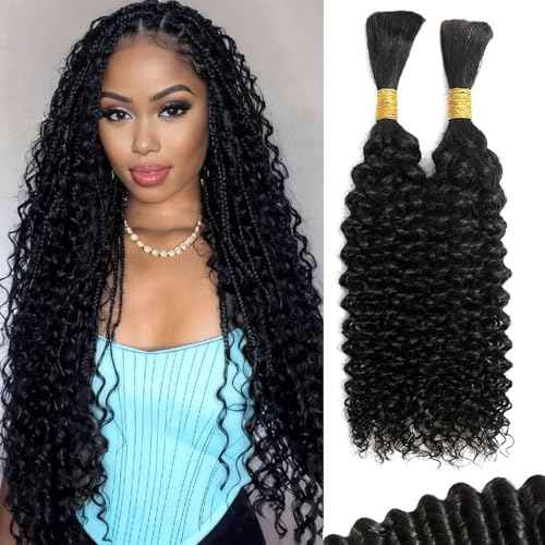 Human Braiding Hair 22 inch 110g Jerry Curly 12A Real Human Hair Boho Human Hair For Braiding No Weft 2 Braids Per Pack Wet and Wavy Human Hair Braiding Hair Natural Black