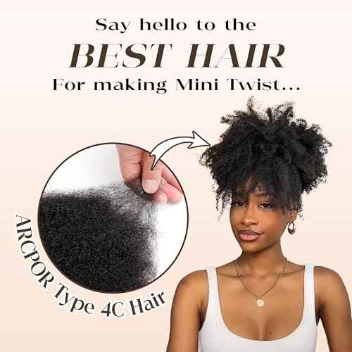 Afro Kinkys Bulk Human Hair, 22 Inch 50G/Pack Soft 4C Afro Kinky-Curly Human Hair Bulk for Twist Dreadlocks Extensions Repair Locs Natural Black 1 Pack (1B, 22inch)