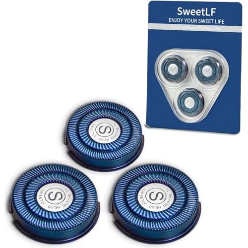 SweetLF 3 Pcs Replacement Shaver Head Blade Cutters IPX7 Waterproof Electric Razor Wet & Dry 3D Men¡¯s Rotary Shaver (Blue)