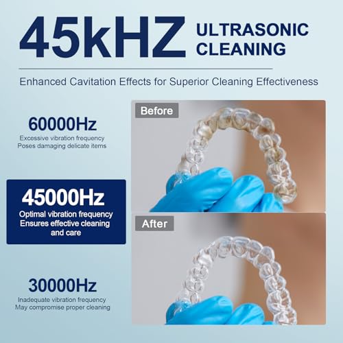 2025 Ultrasonic Retainer Cleaner Machine ? 45kHz Retainer Cleaner for Night Guards, Mouth Guards, Dentures ? 24W Dental Ultrasonic Cleaner with 4 Modes, 200ML ? Great Gift for Braces Users