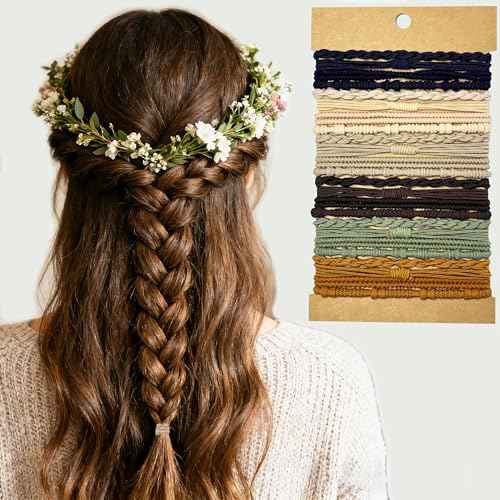 Boho Hair Ties Elastics Hair tie Bracelet No Damage Ponytail Holders for Thin/Thick Hair, Cute Hair Bands & Hair Accessories for Women 24 PCS