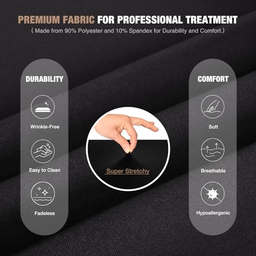 Lash Bed Cover Professional Stretchy Spa Bed Cover Reusable Massage Table Cover Beauty Bed Protective Topper, Excellent for Lash Extension, Massage, Spa, Beauty Salon, Wax, Tattoo (Black)