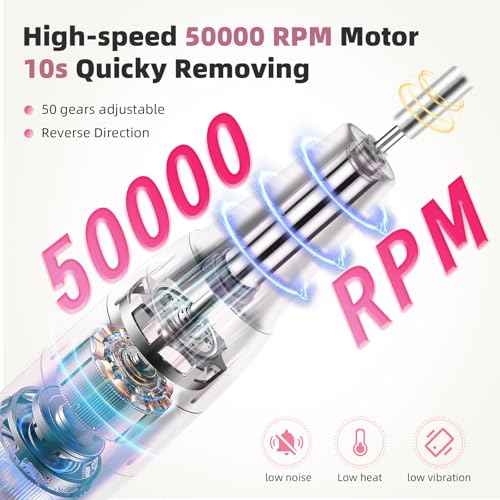 Professional Electric Nail Drill Machine, KYOEON Portable 50000 RPM Nail Drill Tools Kit Supplies with Accessories for Women High Speed Nail File Art Tools for Nail Techs or Salon Home