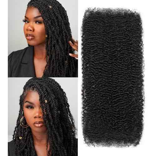 Afro Kinkys Bulk Human Hair 22 Inch for Braiding Afro Kinky-Curly Human Hair Bulk For Mini Twist, Repair Locs Hair Bulk Human Braiding Hair for Micro Dreadlocs Extensions(1B,35g/pack)
