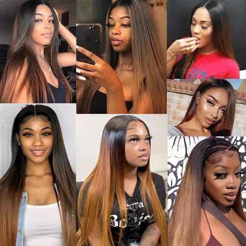 T1B/4/30 Straight Human Hair Bundles 26 28 30 Inch Omber Chocolate Brown 12A Raw Unprocessed Brazilian Virgin Quick Weave Hair for Black Women
