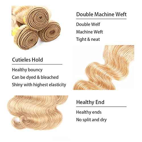 Honey Blonde Bundles P27/613 Body Wave Human Hair Bundles 16 18 20 inch Blonde Human Hair Bundle 2 Tone