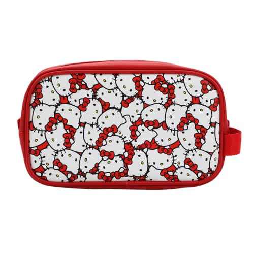 Bioworld Hello Kitty Character Face All-Over Print 9" Dual Compartment Toiletry Kit