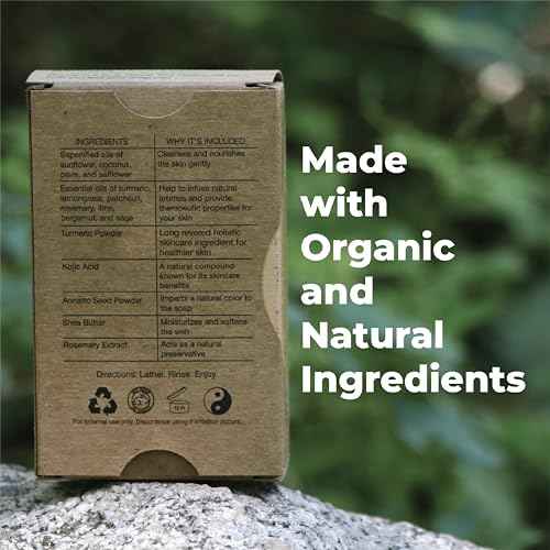 Turmeric Soap - with Kojic Acid, Coconut Oil, Shea Butter, Organic & Natural Ingredients, Vegan, For All Skin Types, Made in USA
