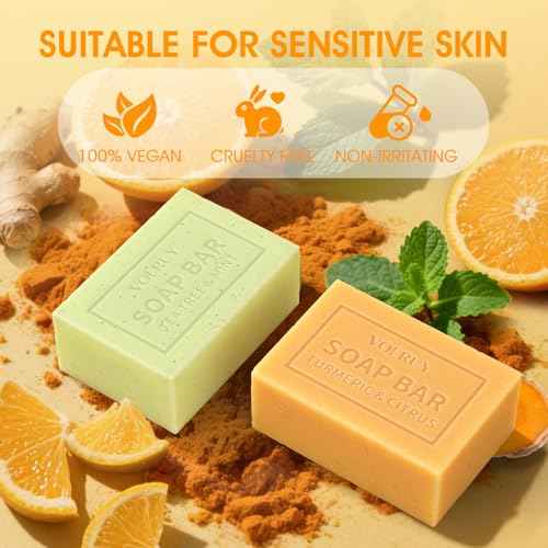 Underarm Detox Soap - 2 Pcs with Turmeric & Citrus, Tea Tree & Mint, Dark Spot Armpit Remover for Women and Men, Eliminating Odor, Natural Exfoliating Bar Soap for Armpit & Whole Body - 10 oz (280g)