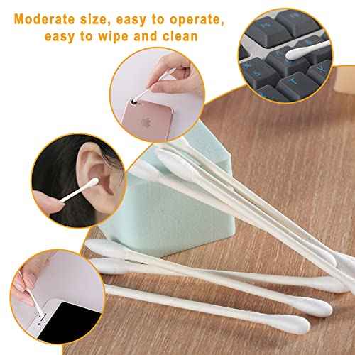 Cotton Swabs, Individually Wrapped Cotton Buds, 400 Count Biodegradable Cotton Tip Applicator Suitable for Ear, Beauty Care, Cleaning, Make-up£¨Round and Pointed Shape Cotton Heads£©