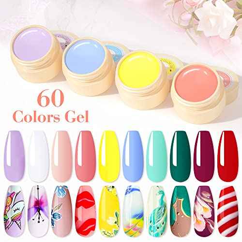 VENALISA Gel Paint Nail Art Set, 60 Colors Solid Gel Polish Art Kit, Professional Salon DIY Gift