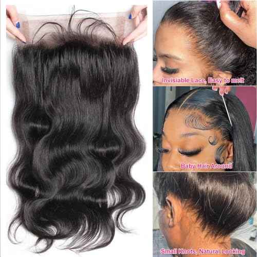 360 Body Wave Full Lace Front Wigs Human Hair Pre Plucked With Baby Hair 200 Density 360 HD Transparent Lace Front Wigs For Black Women Natural Color 18 inch