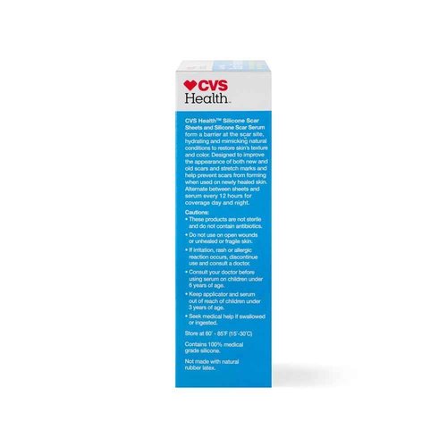 CVS Health Scar Treatment Kit: Silicone Sheets & Serum for Hydration and Scar Reduction - Natural, Medical-Grade Ingredients, Clear