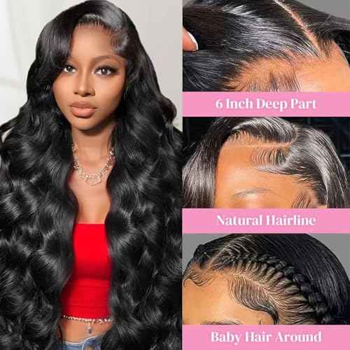20 Inch Body Wave Lace Front Wigs Human Hair 200% Density 13x6 HD Lace Frontal Wig Pre Plucked Body Wave Wig with Baby Hair Glueless wigs for Women Daily