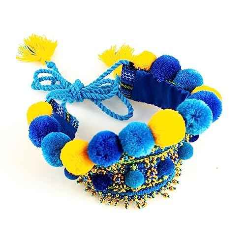 Rushnichok Kokoshnik Ukrainian Traditional Easter Headdress Blue Wreath Kokoshnic Vyshyvanka Style Handmade Beaded Hippie Tiara