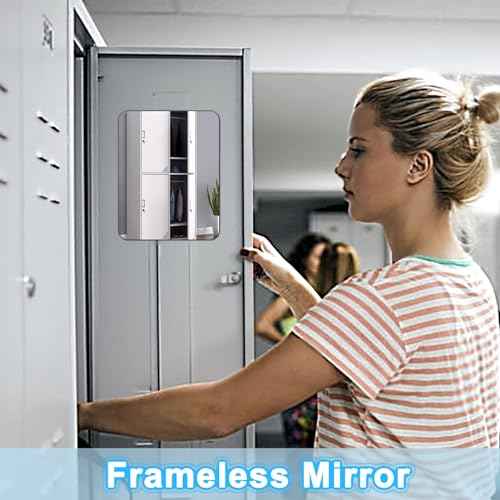 2pcs Magnetic Locker Mirror - Adhesive-Backed Shatterproof Safety Acrylic Mirror for Bathroom, School Lockers, Gym (Anti-Scratch, Lightweight, Dorm Refrigerator)